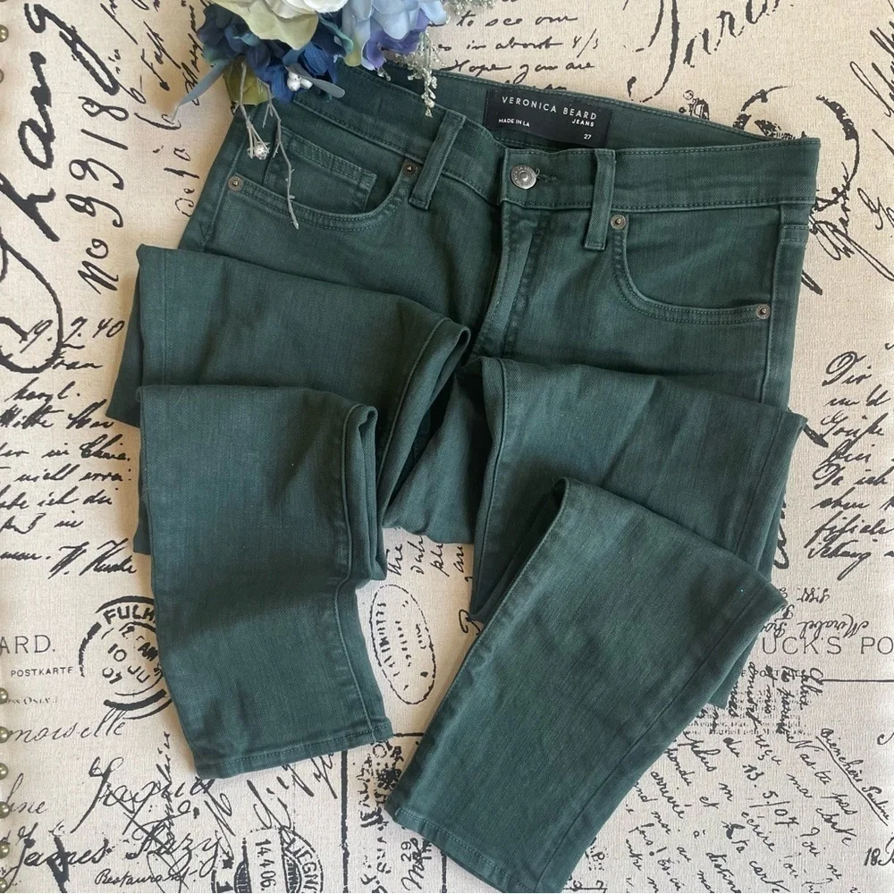Veronica Beard Debbie High-Rise Skinny Jeans in Evergreen, Size 27
